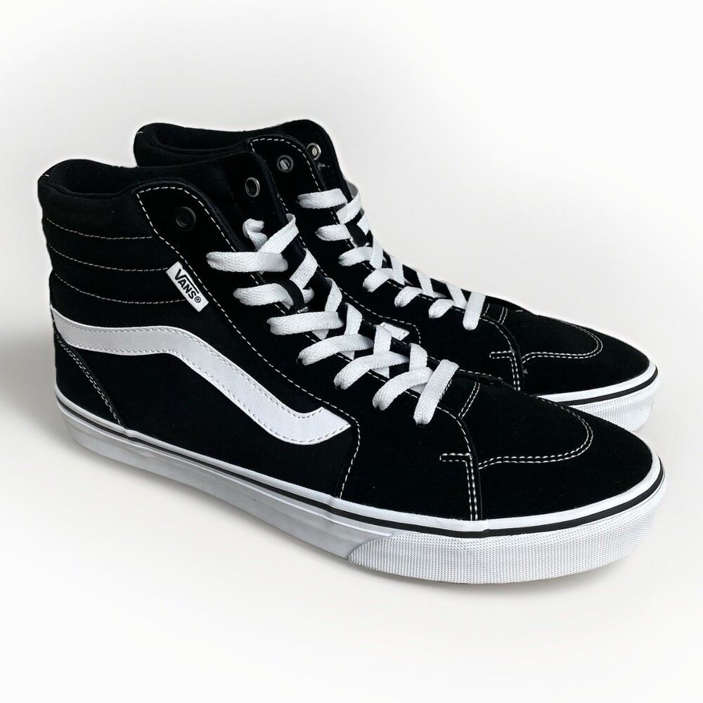 Vans Filmore Hi High Skate Canvas Suede Black White Shoes Men's Size 13 Sneakers - Picture 2 of 9